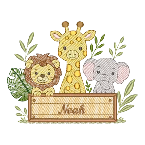 Matriz de Bordado Safari Amigos com Nome