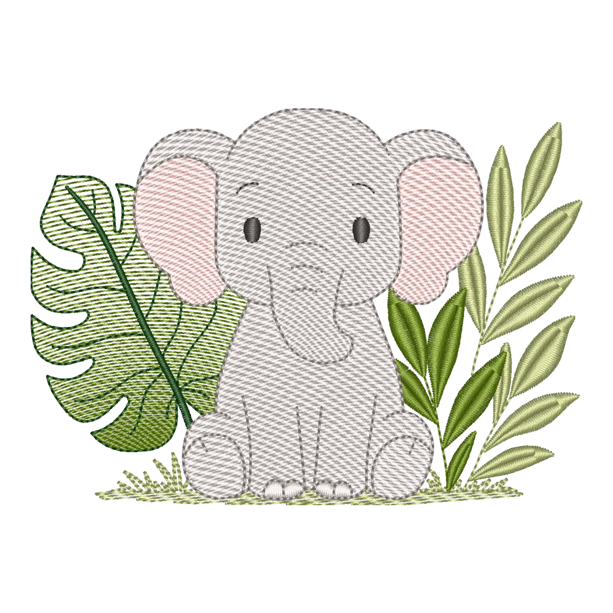 Matriz de Bordado Elefante Fofo Aventura - Pontos Leves