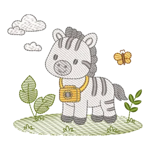 Zebra Aventureira: Bordado Safari Kids