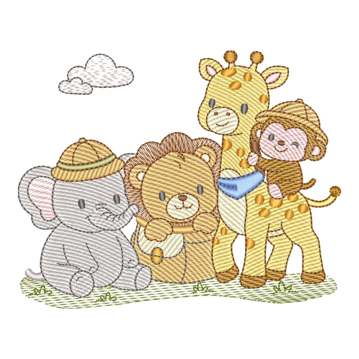 Safari de Bichinhos Fofos: Bordado Encantador