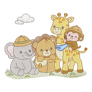 Safari de Bichinhos Fofos: Bordado Encantador