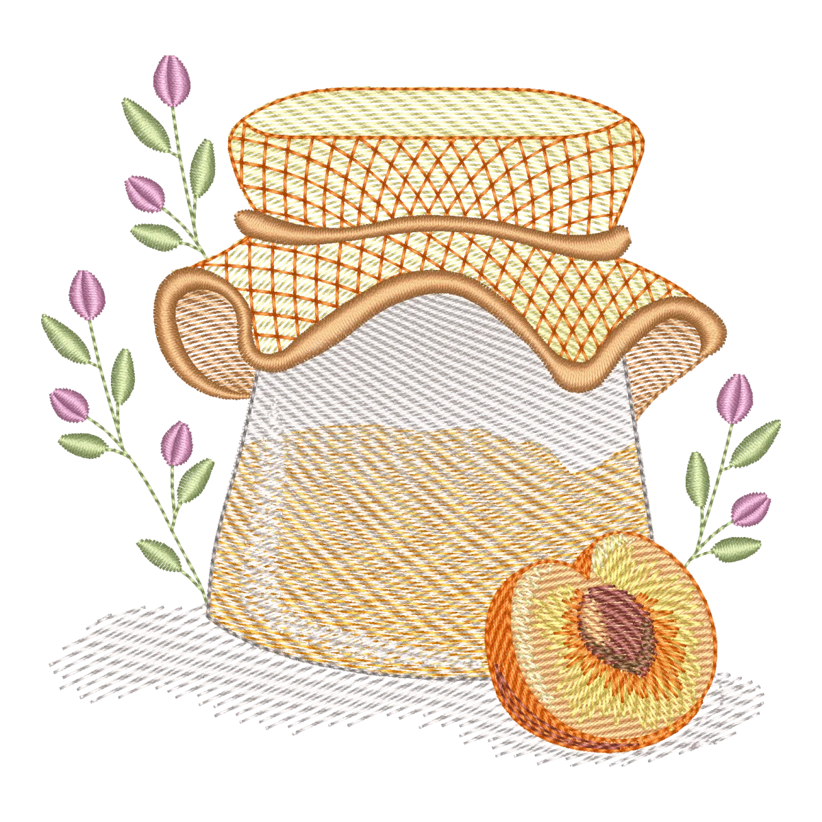 Matriz de Bordado Pote de Geleia com Pêssego