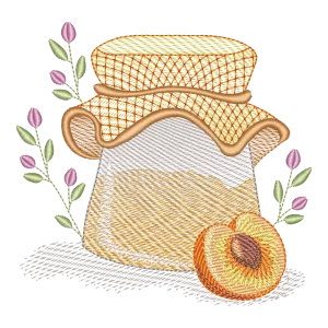 Matriz de Bordado Pote de Geleia com Pêssego