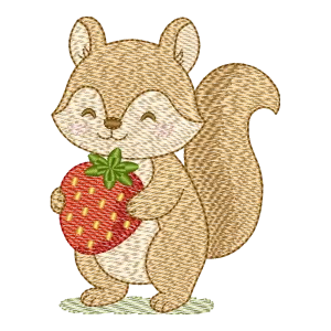 Esquilo Doce Morango: Matriz de Bordado Encantadora