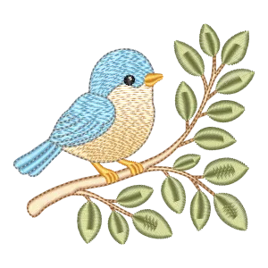 Pássaro Encantado no Ramo: Matriz de Bordado Digital