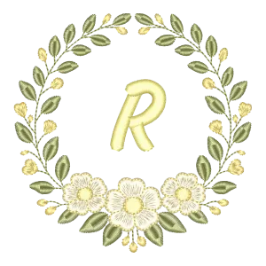 Monograma Floral R - Coroa de Flores Delicadas