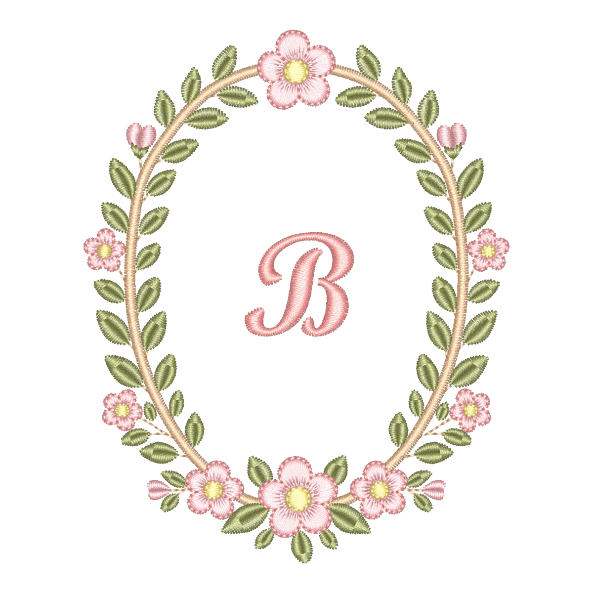 Matriz de Bordado Moldura Floral com Monograma B