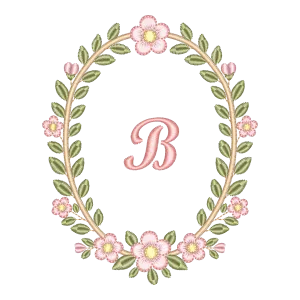 Matriz de Bordado Moldura Floral com Monograma B