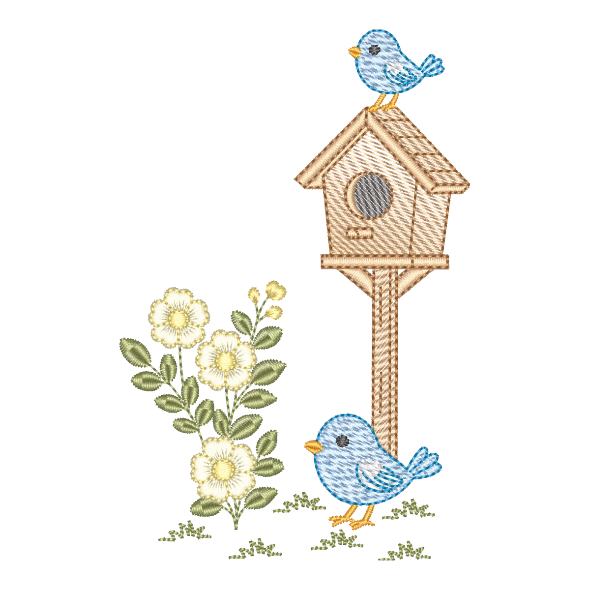 Matriz de Bordado Ninho de Amor e Flores