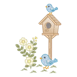 Matriz de Bordado Ninho de Amor e Flores