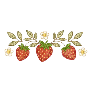Bordado Digital Morangos e Flores Campestres