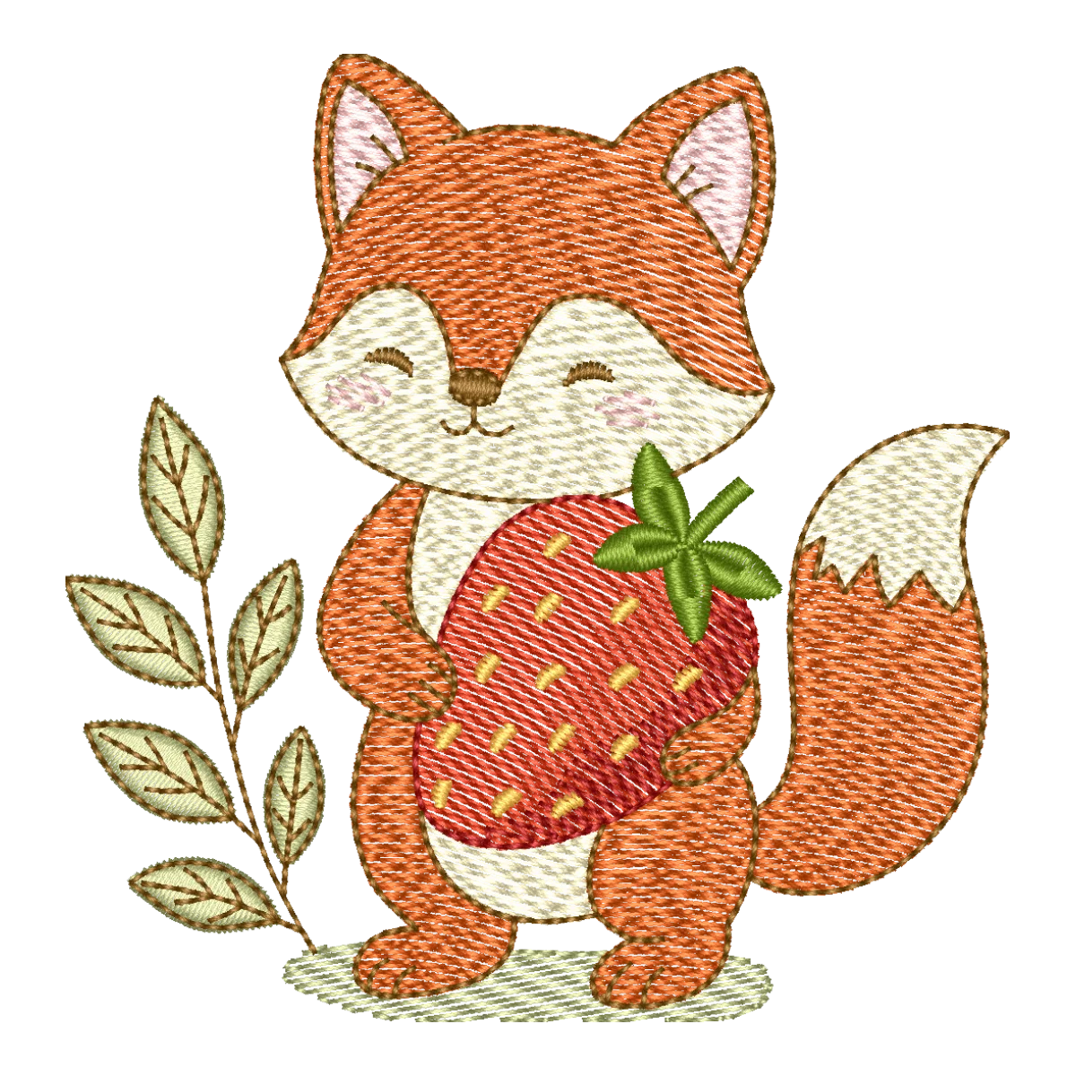 Matriz de Bordado Raposa Sonhadora com Morango