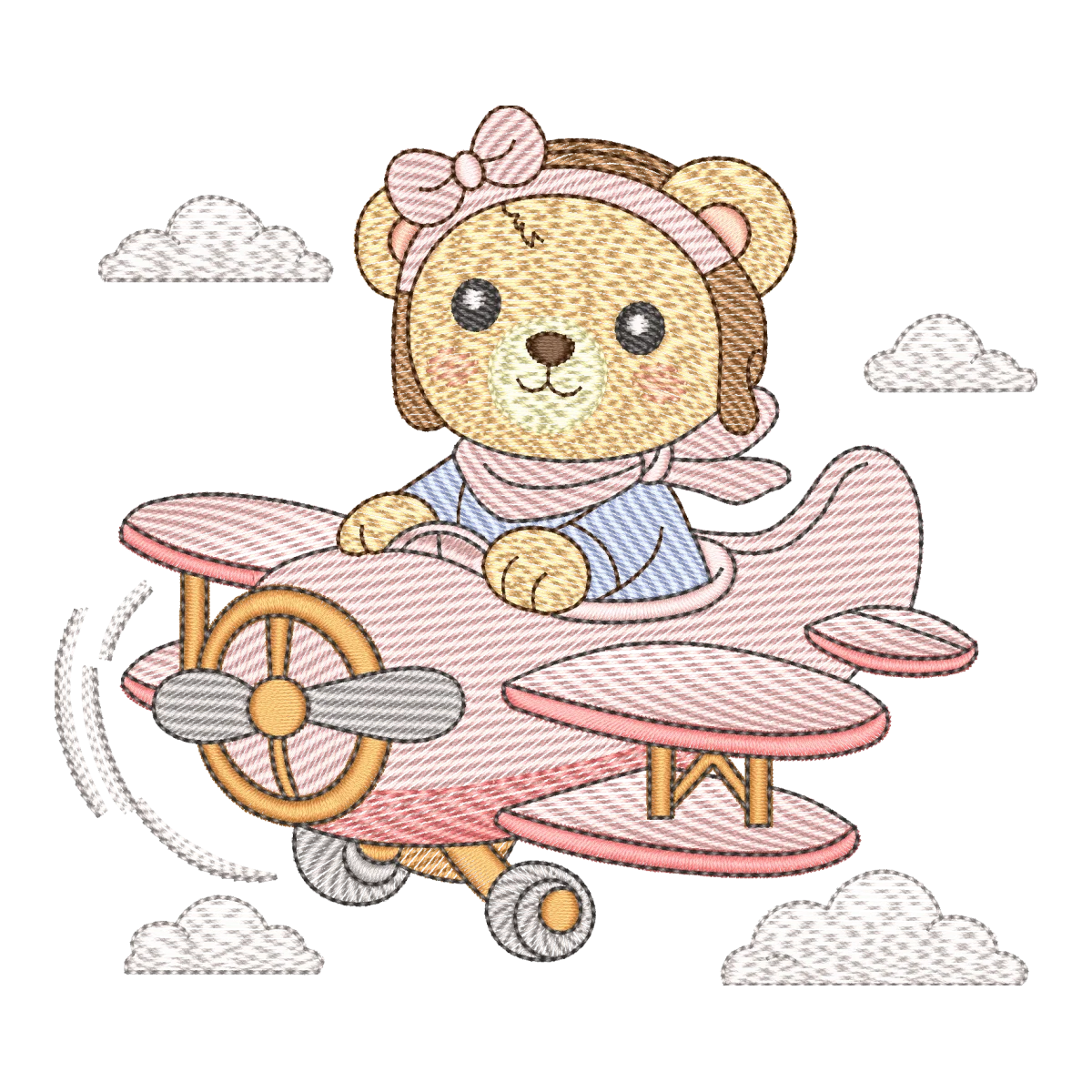 Matriz de Bordado Ursinha Piloto Aventureira