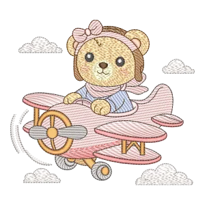 Matriz de Bordado Ursinha Piloto Aventureira
