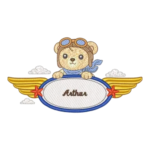 Bordado Ursinho Aviador Personalizado