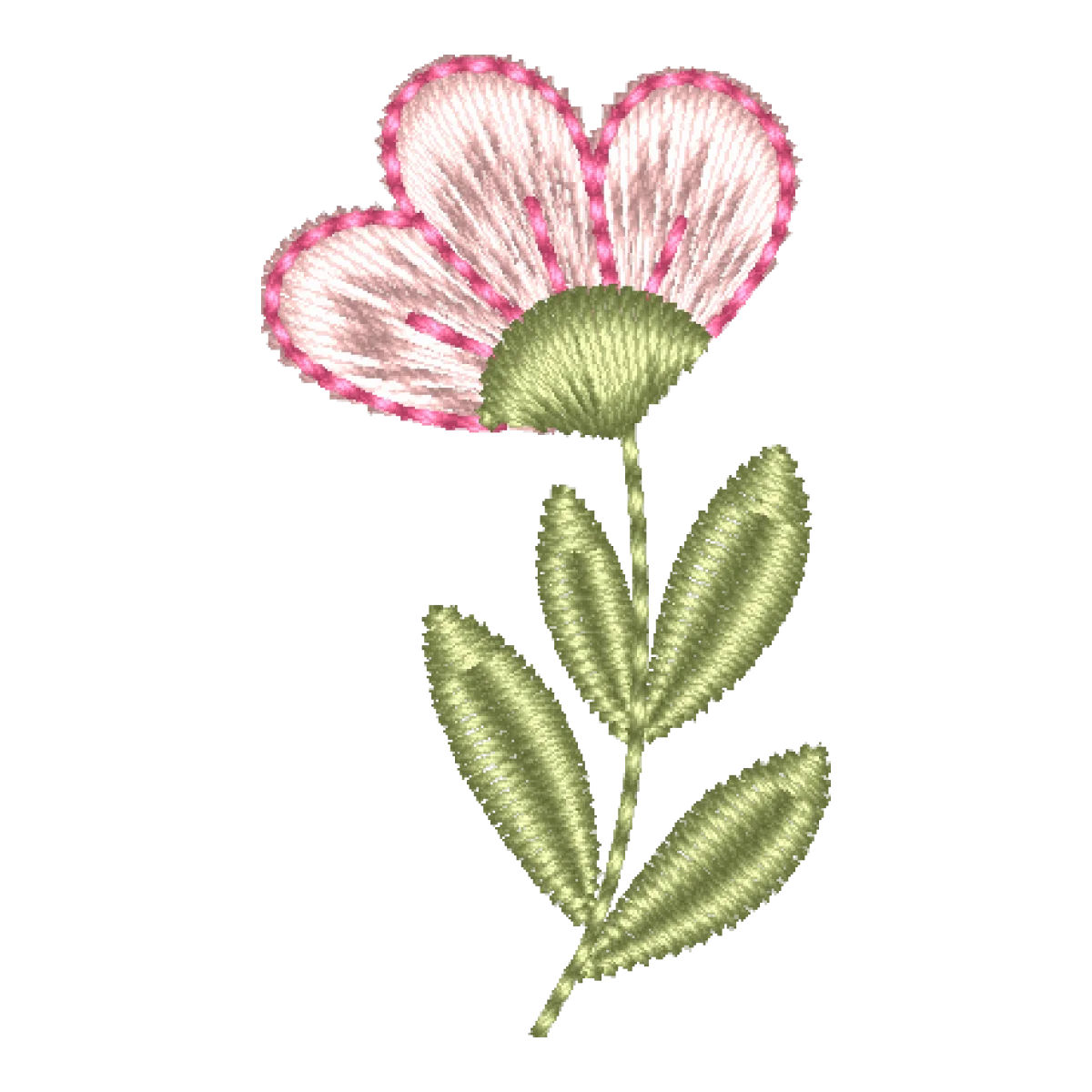 Bordado Floral Delicado: Flor e Folhas