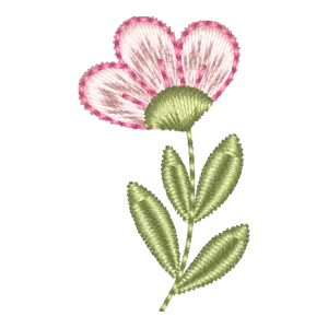 Bordado Floral Delicado: Flor e Folhas