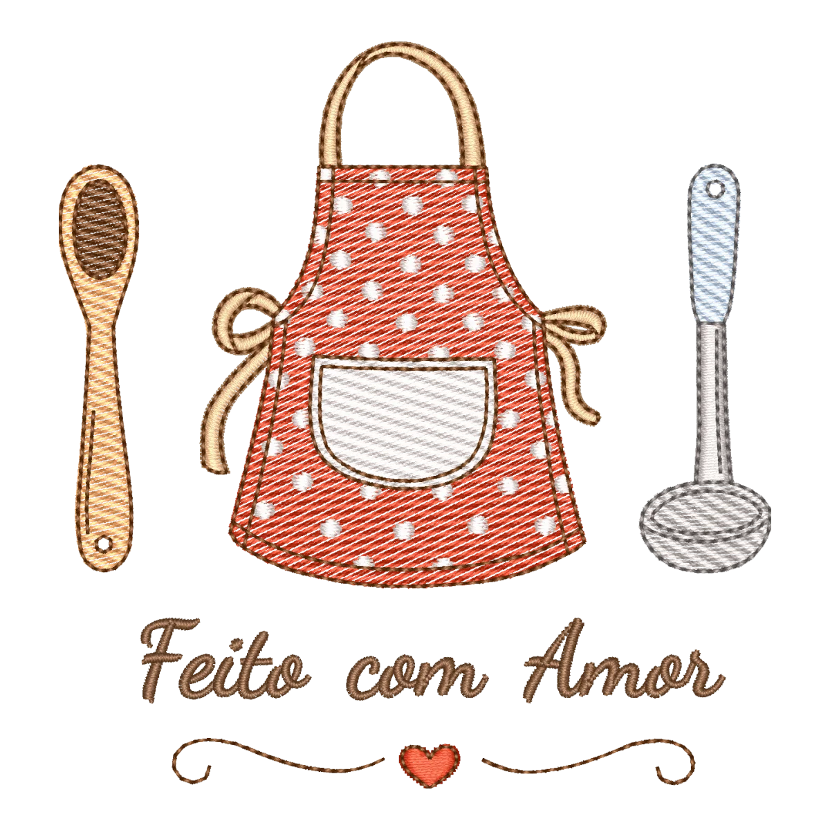 Matriz de Bordado Feito com Amor - Avental e Utensílios