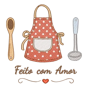 Matriz de Bordado Feito com Amor - Avental e Utensílios