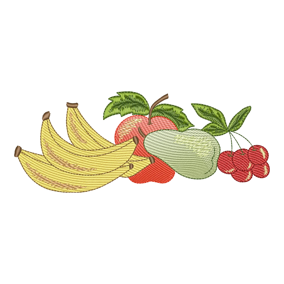 Matriz de Bordado Cesta de Frutas Vibrantes - Pontos Leves