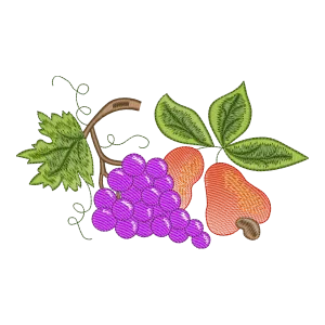 Bordado Digital Cacho de Uvas e Caju