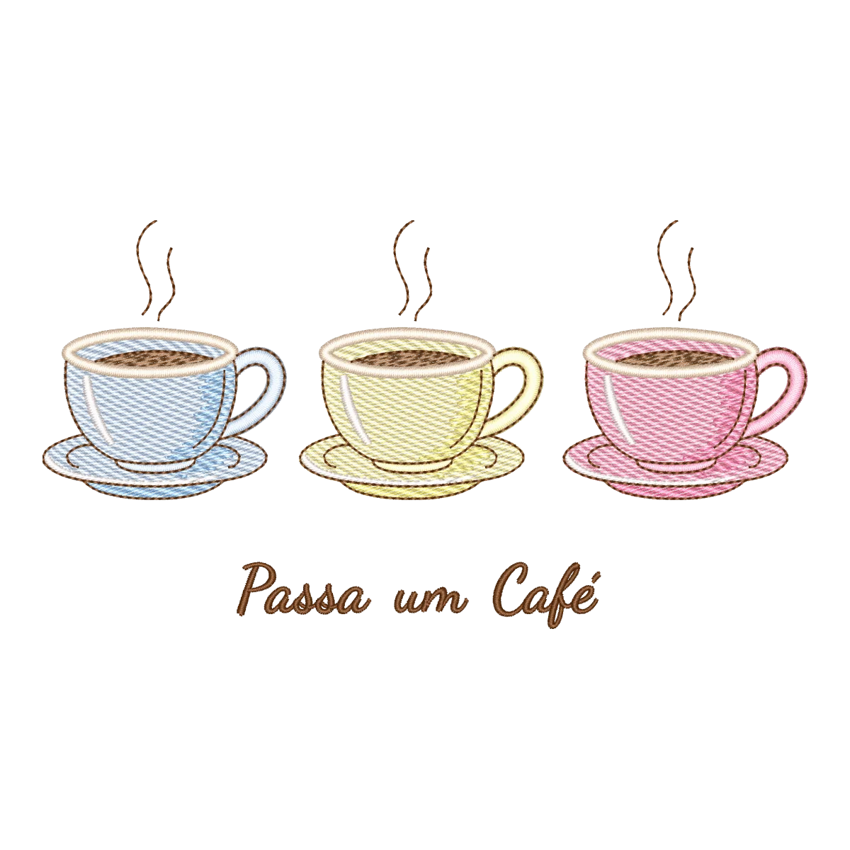 Matriz de Bordado Xícaras de Café 'Passa um Café'