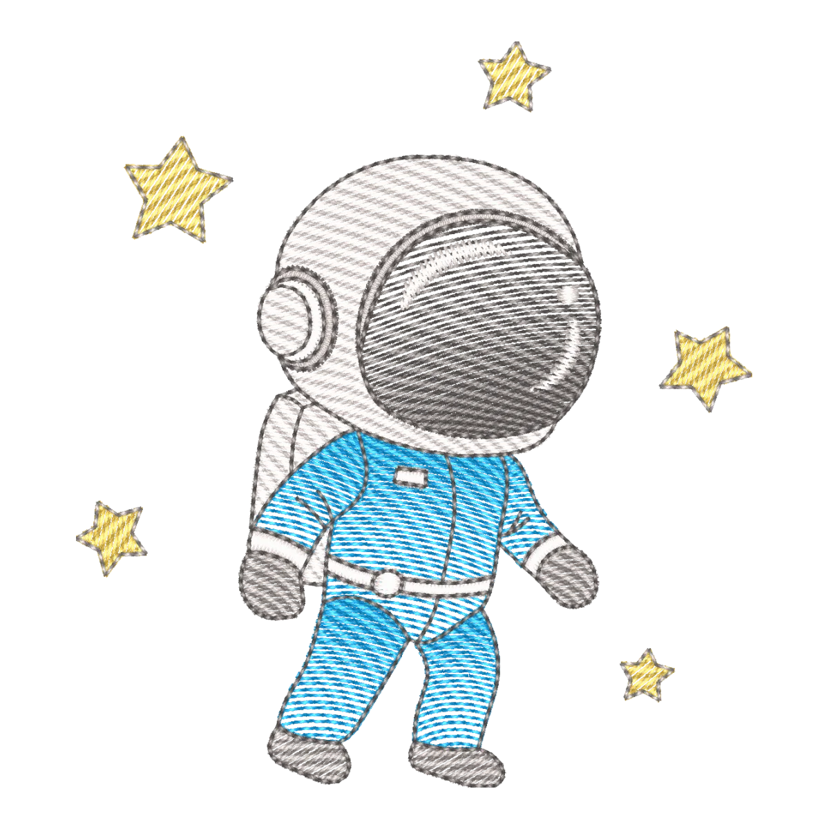Bordado Astronauta e Estrelas