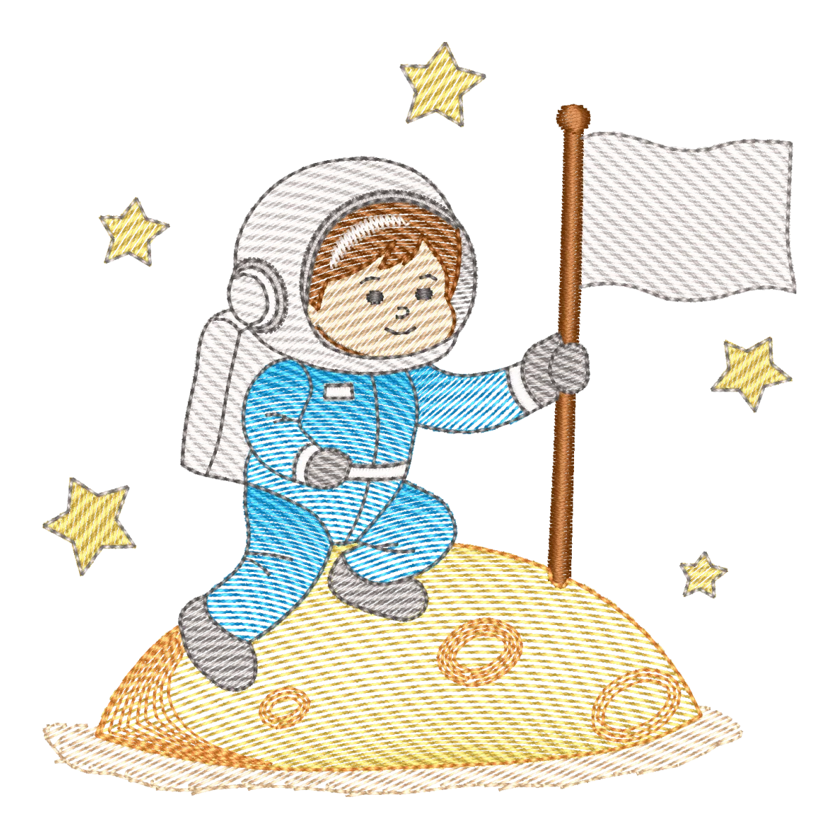 Bordado Astronauta Aventureiro Lunar