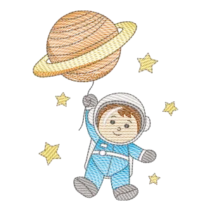 Matriz de Bordado Astronauta e Planeta Espacial