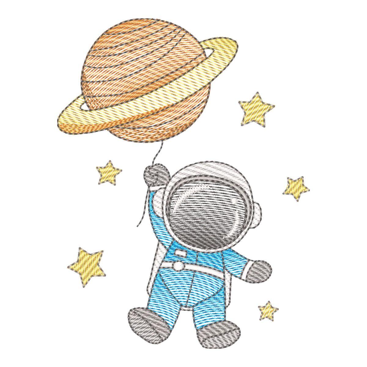 Bordado Astronauta Aventureiro e Planeta