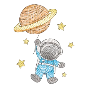Bordado Astronauta Aventureiro e Planeta