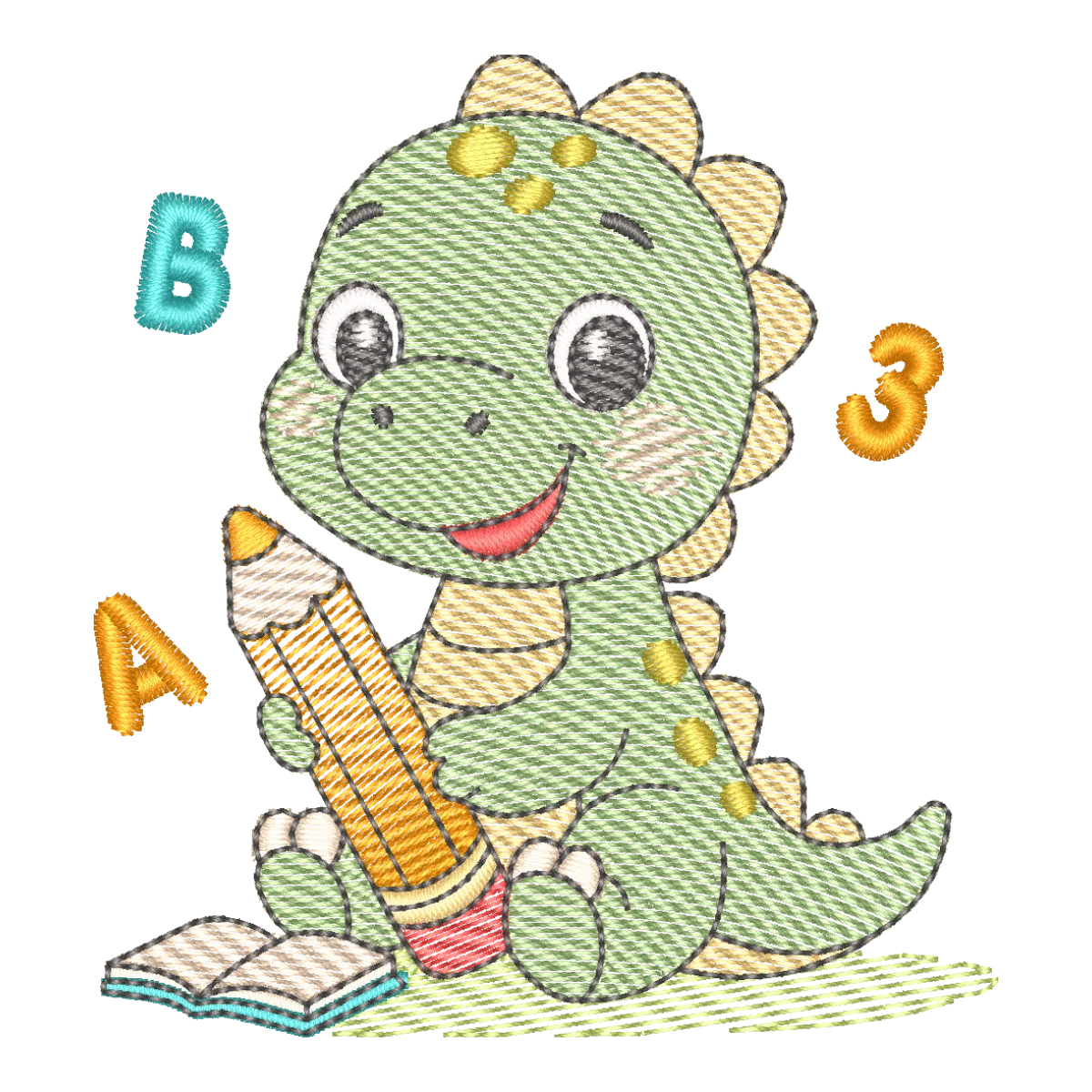 Dino Estudioso: Matriz de Bordado Infantil