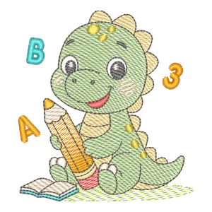 Dino Estudioso: Matriz de Bordado Infantil