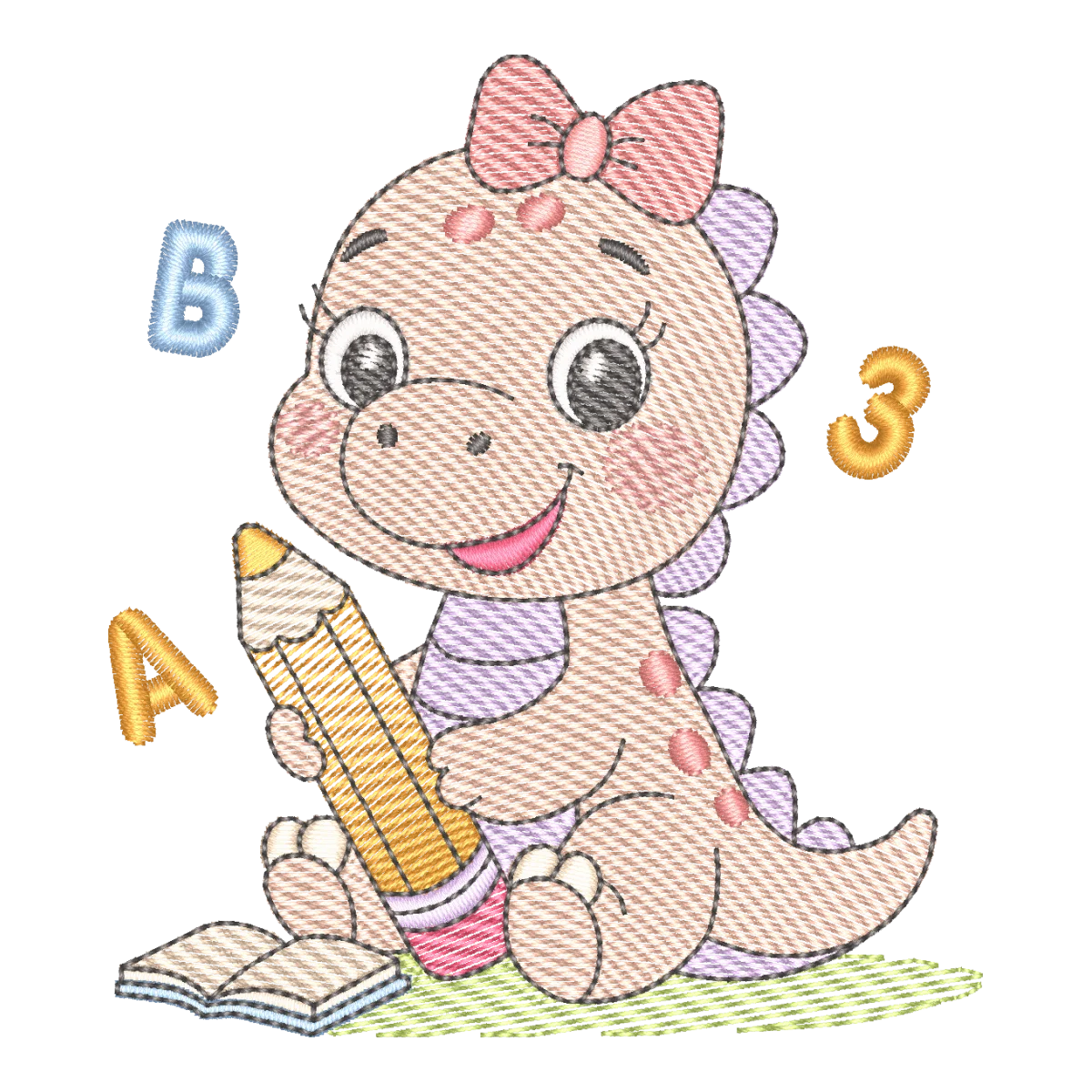 Dino Estudioso: Matriz de Bordado Educativo