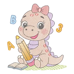 Dino Estudioso: Matriz de Bordado Educativo