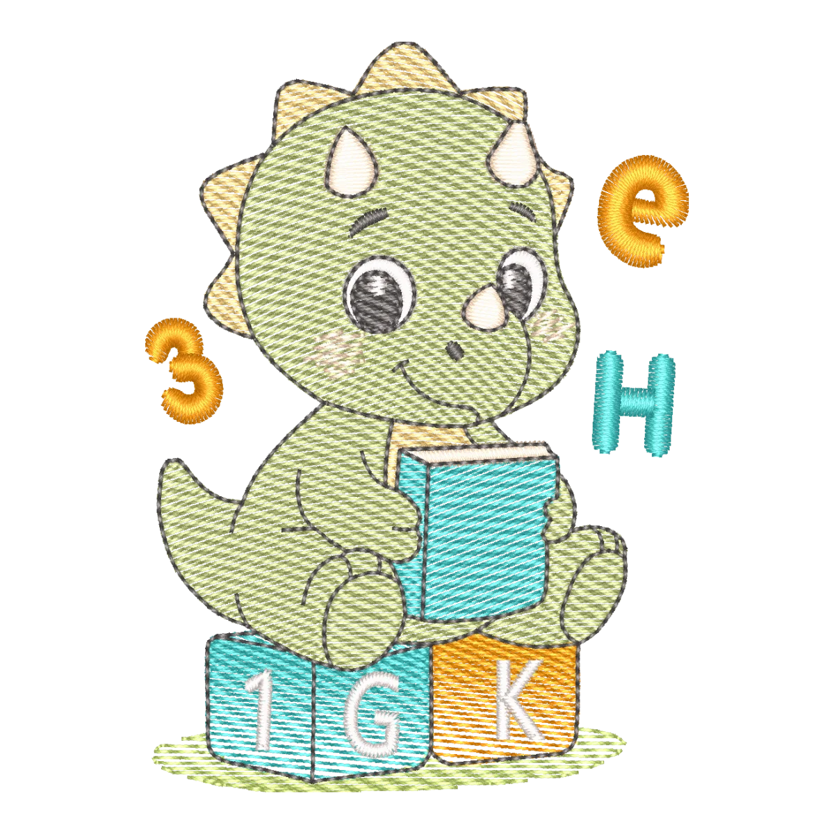 Dino Estudioso: Matriz de Bordado Infantil Educativo