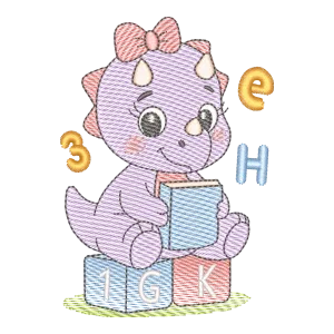 Matriz de Bordado Dino Aprendiz com Blocos e Números