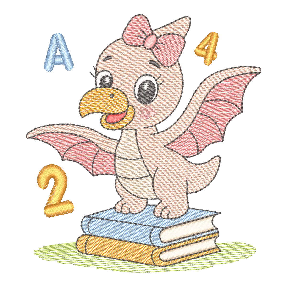 Matriz de Bordado Dinossauro Leitor