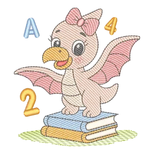 Matriz de Bordado Dinossauro Leitor