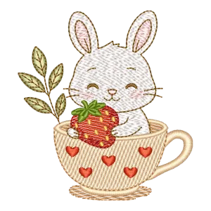 Matriz de Bordado Coelhinho Doce com Cesta de Morangos