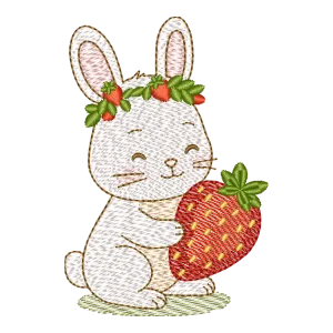 Bordado Coelhinho Sonhador com Morangos