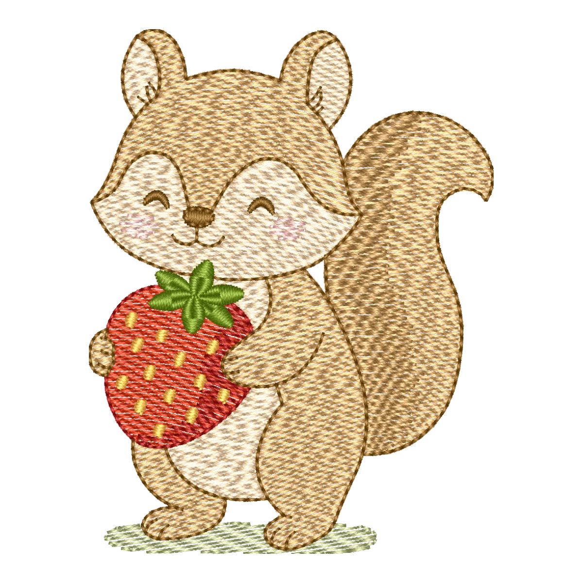 Esquilo Sonhador com Morango - Matriz de Bordado