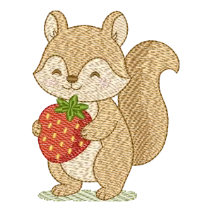 Esquilo Sonhador com Morango - Matriz de Bordado