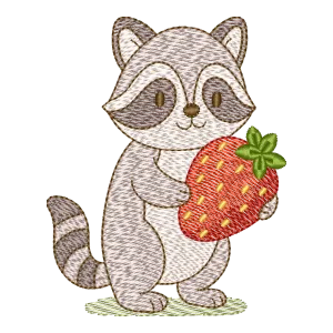 Matriz de Bordado Guaxinim com Morango