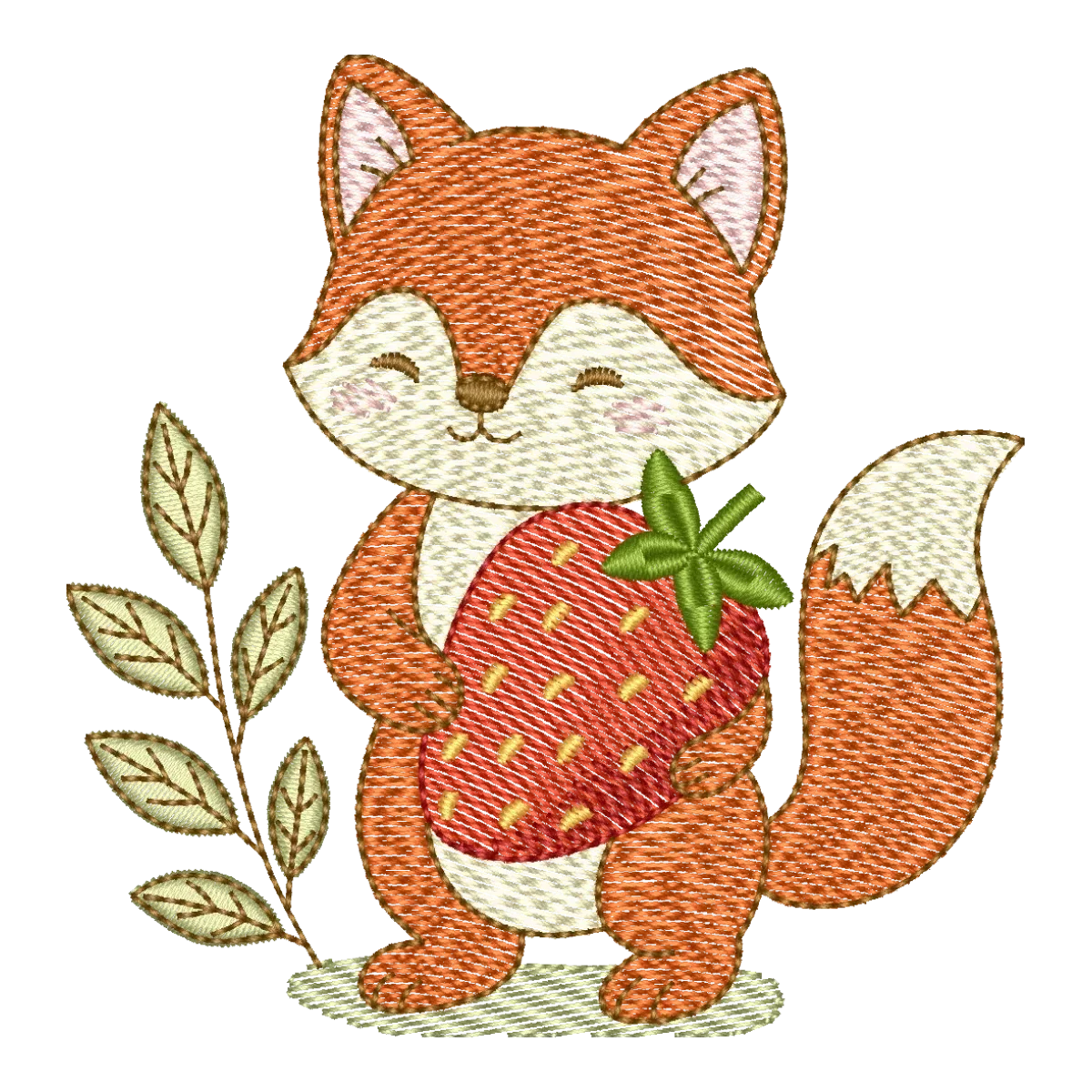 Bordado Digital Raposa Sonhadora com Morango