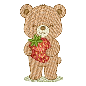 Matriz de Bordado Ursinho com Morango