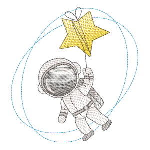 Aventureiro Estelar: Matriz de Bordado Astronauta e Estrela