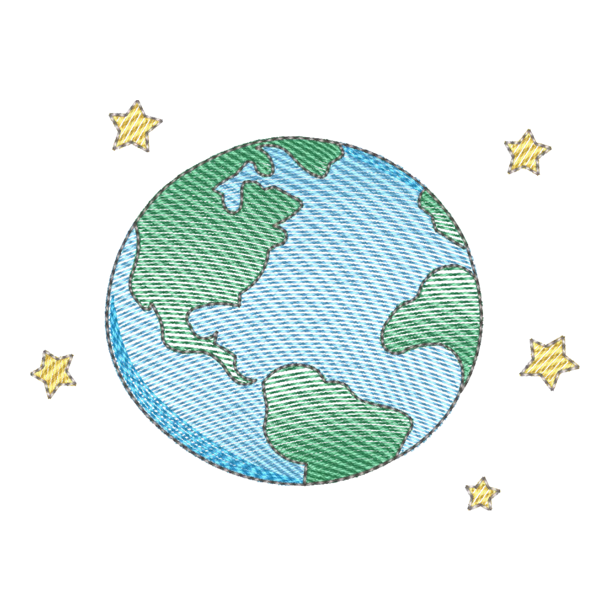 Bordado Digital 'Terra Estrelada': Aventura Cósmica em Pontos