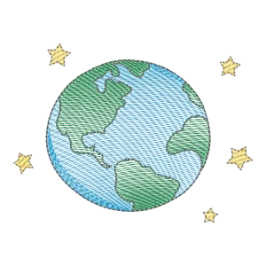 Bordado Digital 'Terra Estrelada': Aventura Cósmica em Pontos