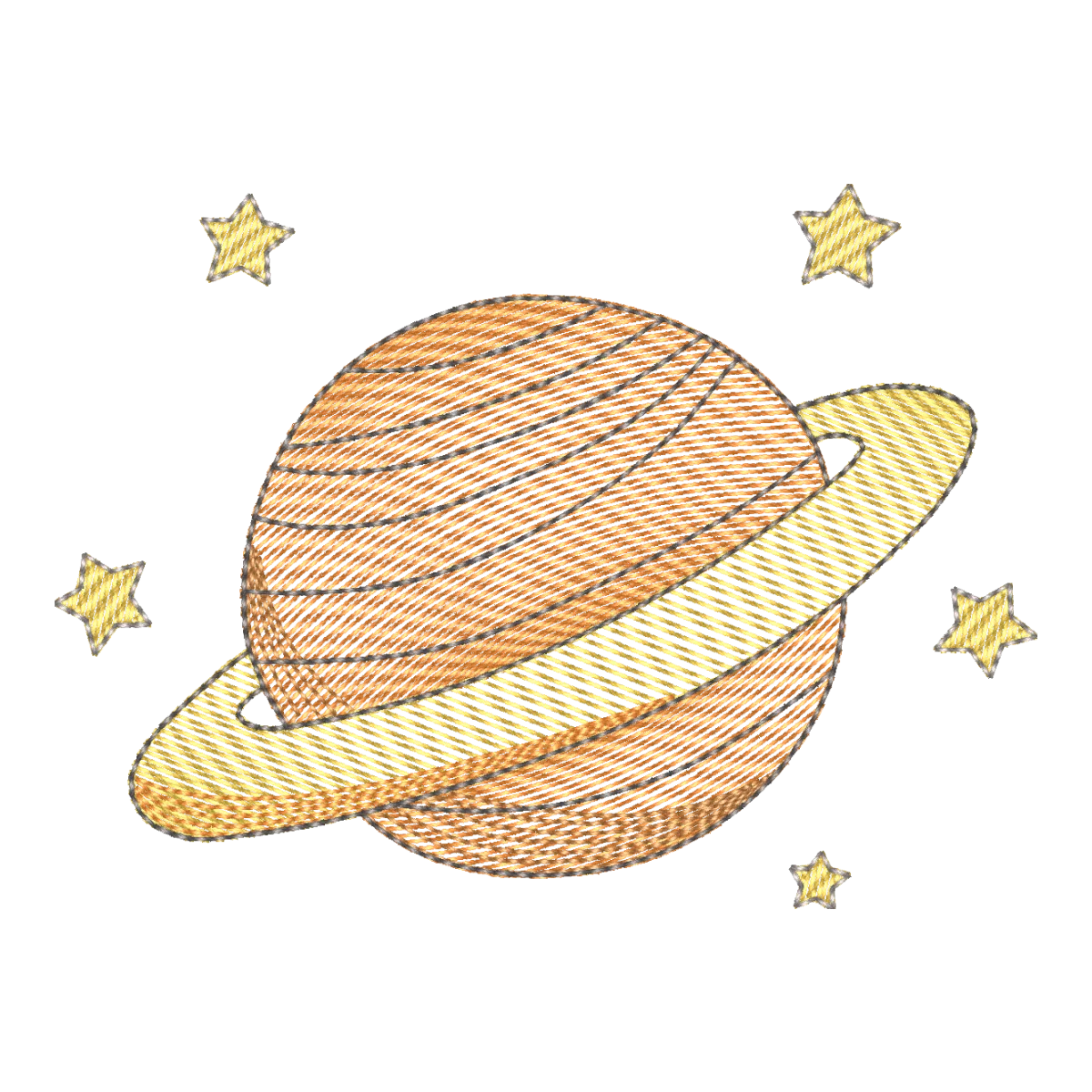 Matriz de Bordado Planeta Estelar com Anéis e Estrelas